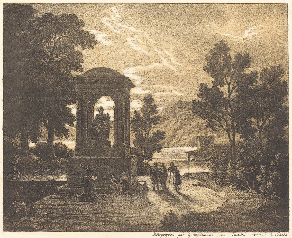 Classical Landscape by Gottfried Engelmann (French, 1788 - 1839), 16X12"(A3)Poster Print