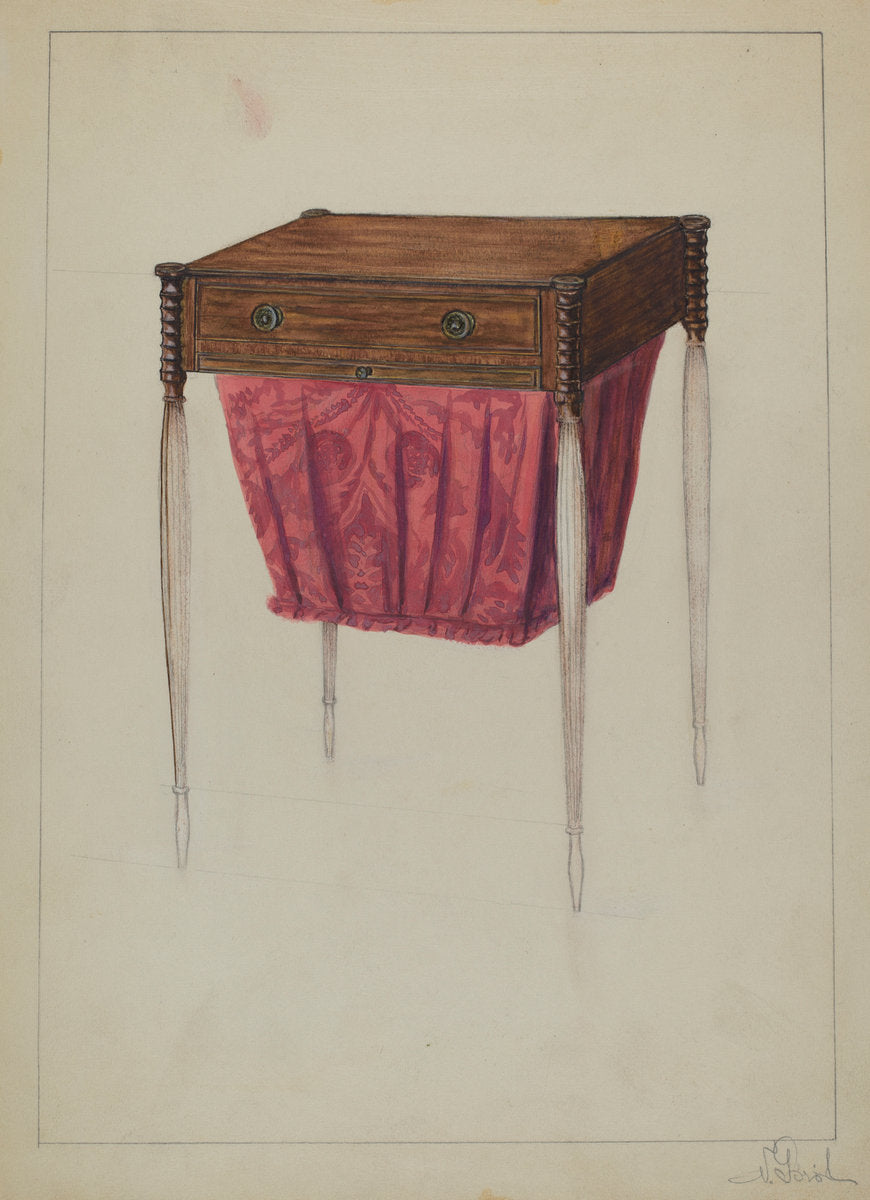 Sewing Table by Nicholas Gorid (American, active c. 1935), 16X12"(A3)Poster Print
