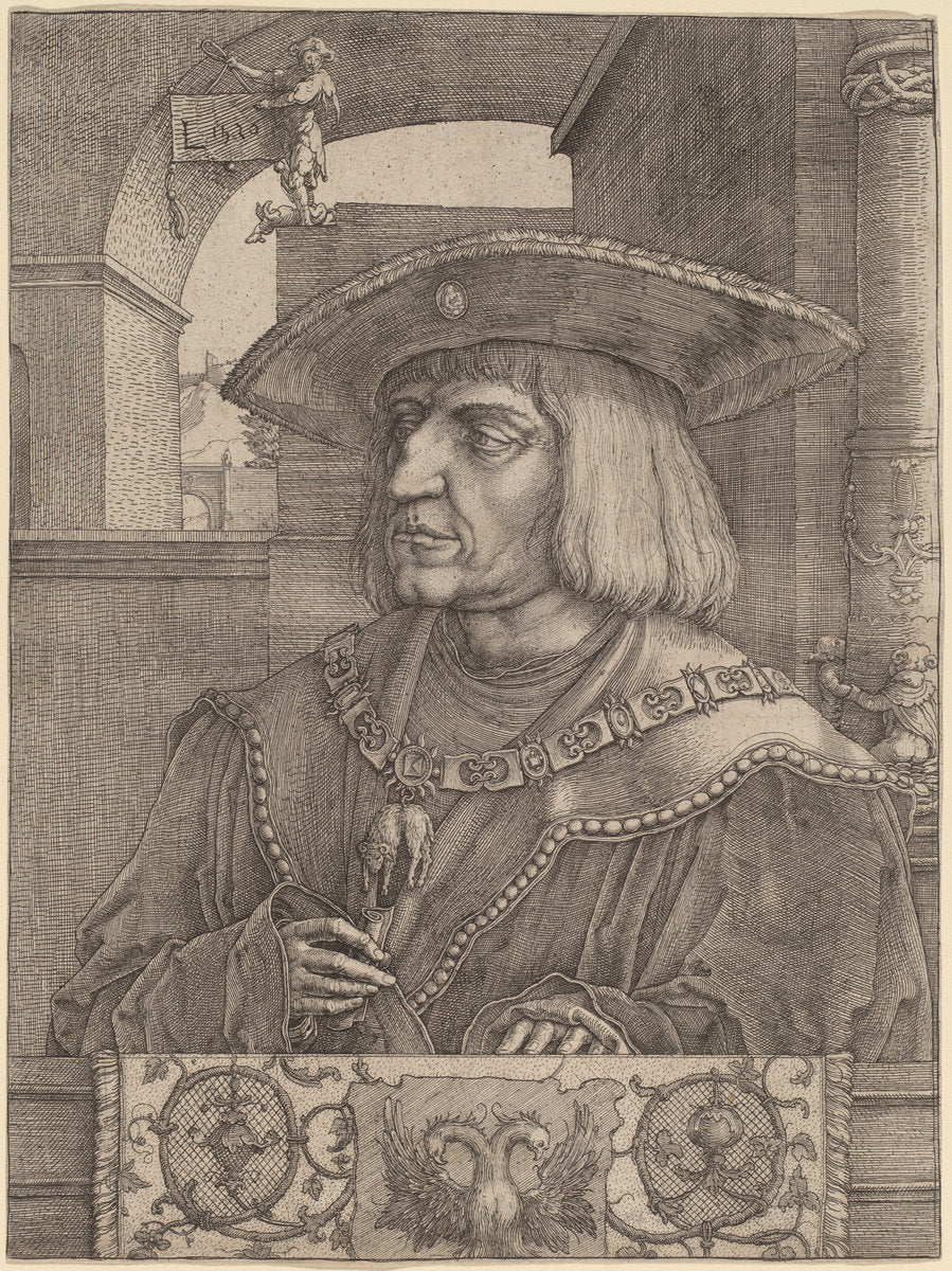 Emperor Maximilian I by Lucas van Leyden (Netherlandish, 1489/1494 - 1533), 16X12"(A3)Poster Print