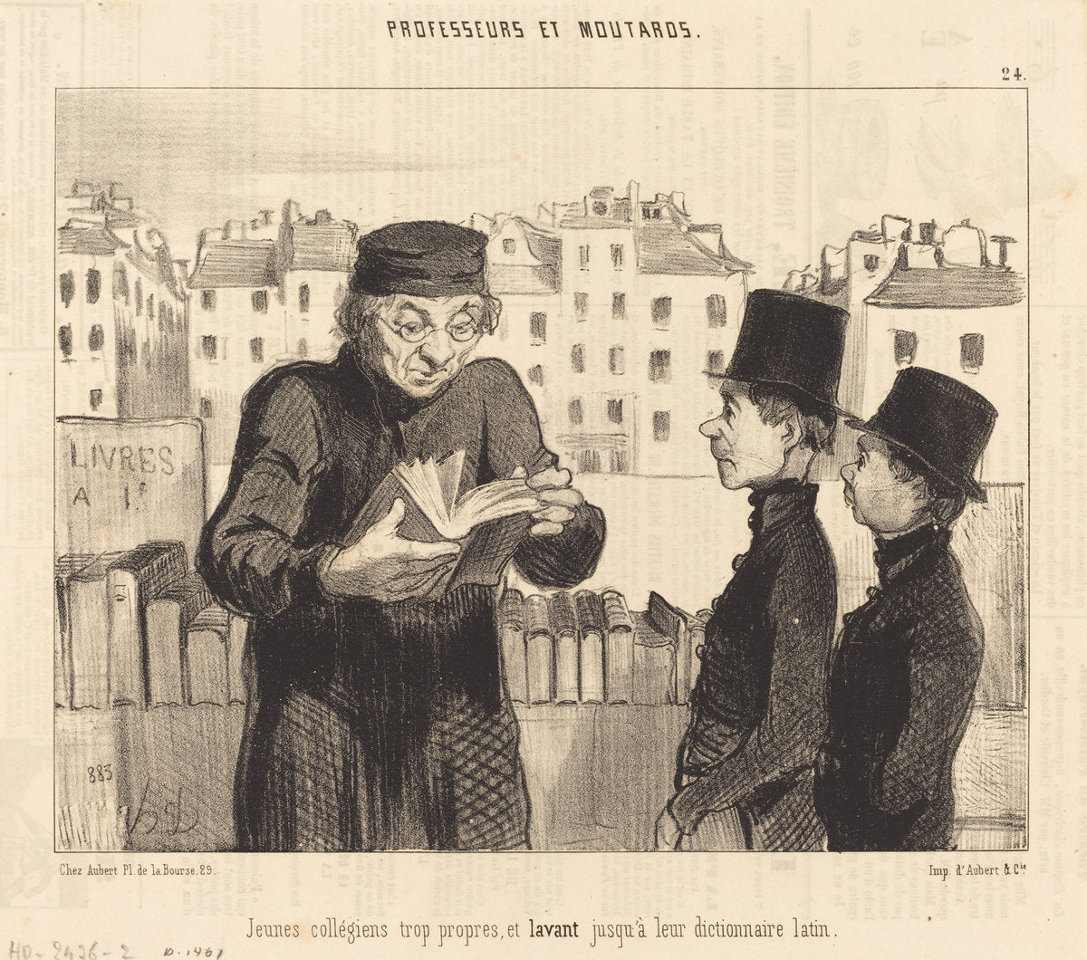 Jeunes collégiens... lavant jusqu'a leur dictionnaire latin by Honoré Daumier (French, 1808 - 1879), 16X12"(A3)Poster Print