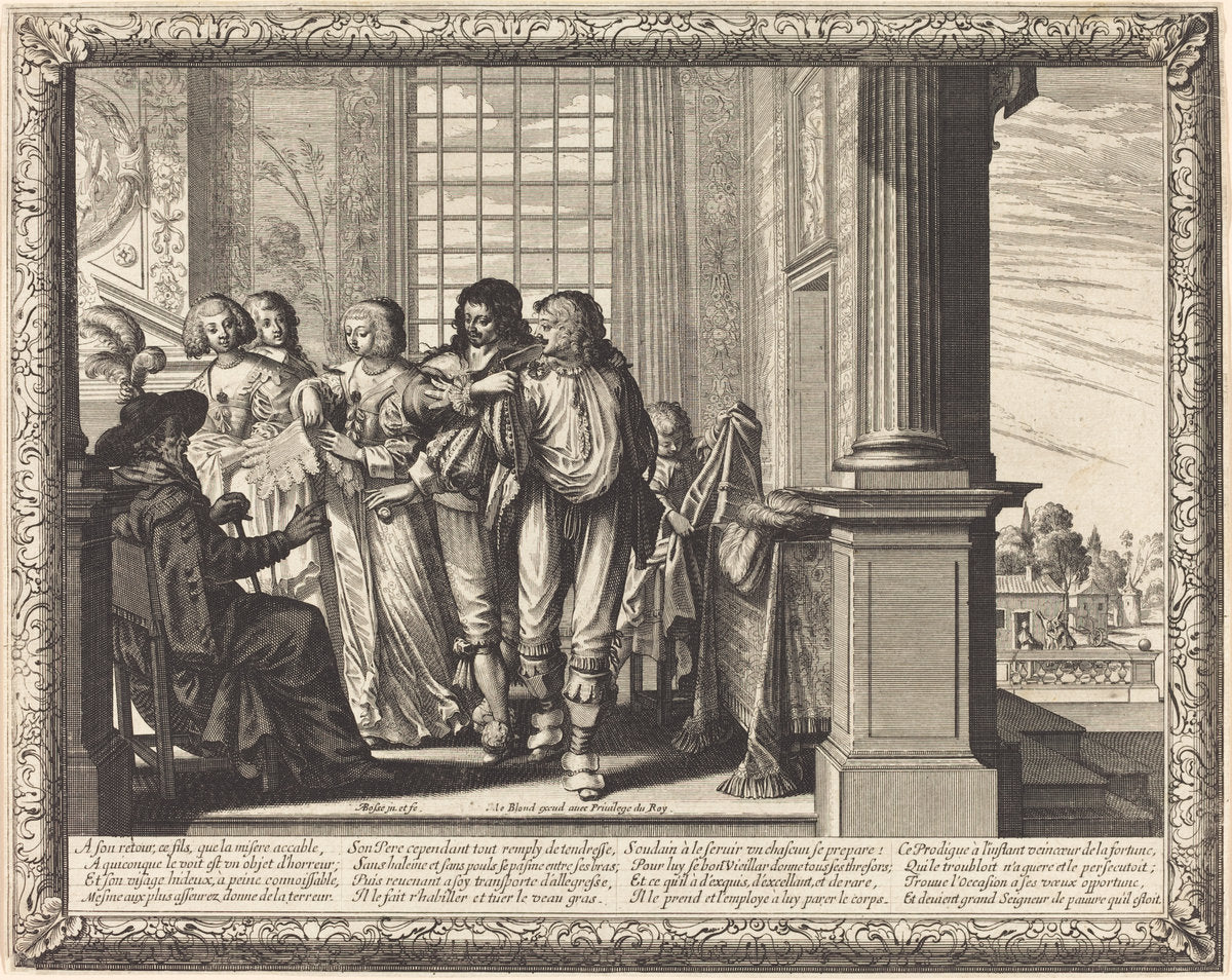 The Prodigal Son's Father Orders the Best Robe and the Slaughter of the Fatted Calf by Abraham Bosse (French, 1602 - 1676), 16X12"(A3)Poster Print