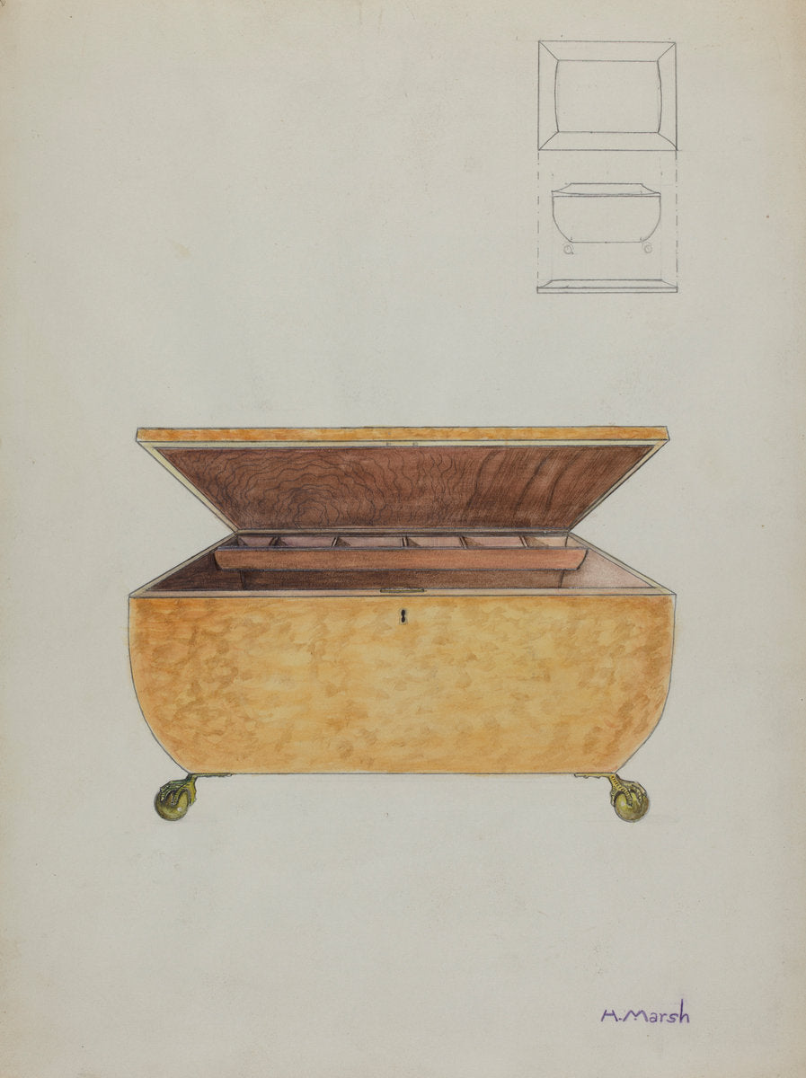 Sewing Box by Herbert Marsh (American, active c. 1935), 16X12"(A3)Poster Print