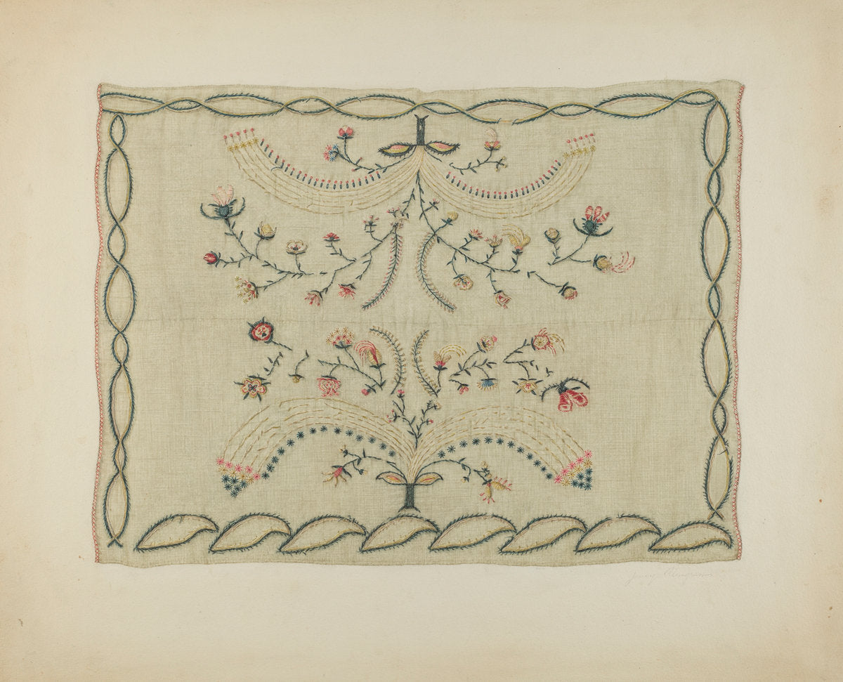 Embroidered Blanket by Jenny Almgren (American, 1881 - 1962), 16X12"(A3)Poster Print