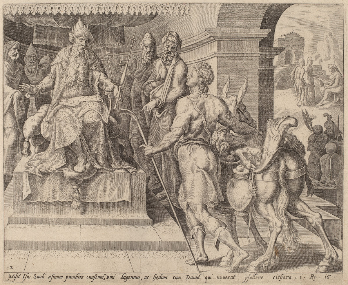 c.1556 by after Maerten van Heemskerck (David Bringing Presents from His Father to Saul), 16X12"(A3)Poster Print