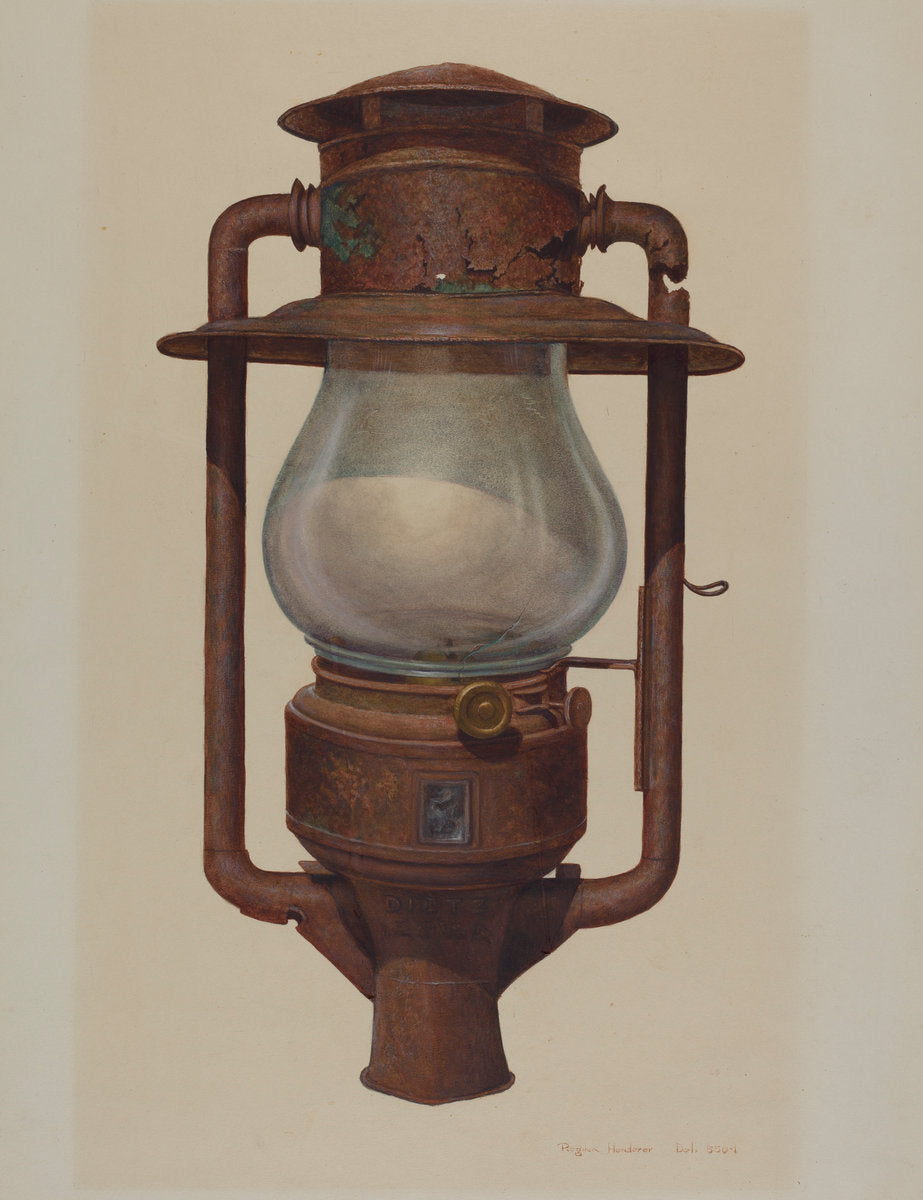 Street Post Lamp by Regina Henderer (American, active c. 1935), 16X12"(A3)Poster Print