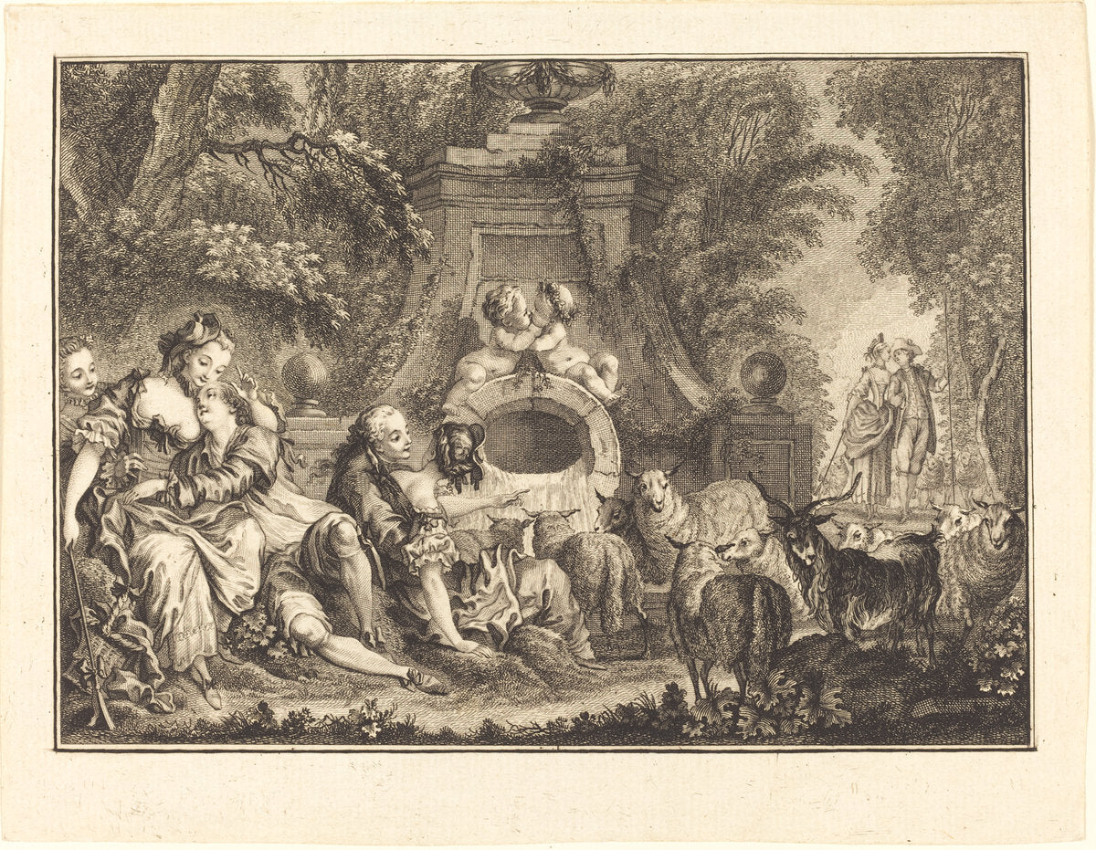 Country Pleasures by Joseph de Longueil after Charles Eisen (French, 1730 - 1792), 16X12"(A3)Poster Print
