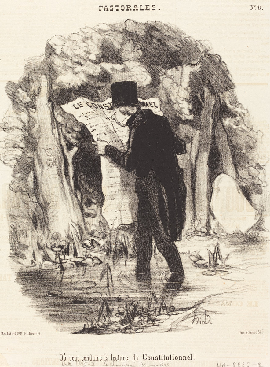 Ou peut conduire la lecture du Constitutionnel! by Honoré Daumier (French, 1808 - 1879), 16X12"(A3)Poster Print