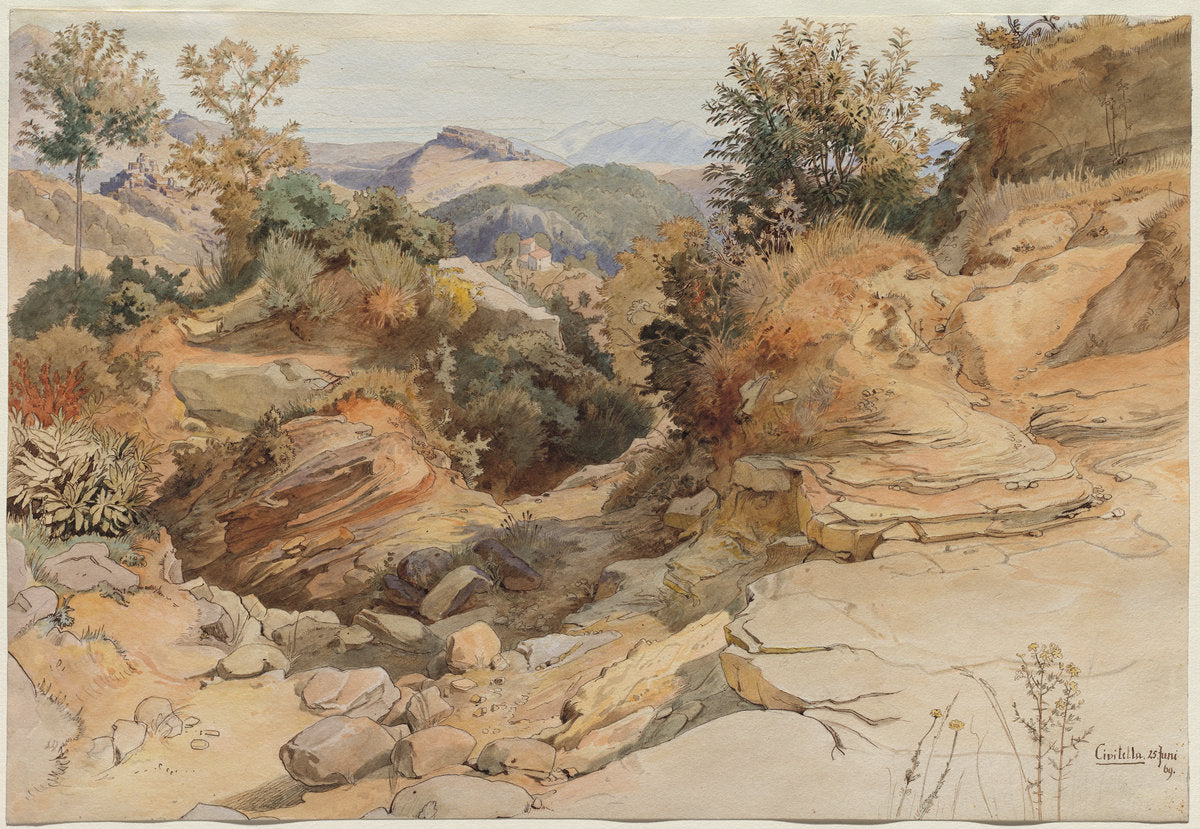 The Sabine Hills and Rocca Santo Stefano, Seen from Civitella by Victor Paul Mohn (German, 1842 - 1911), 16X12"(A3)Poster Print