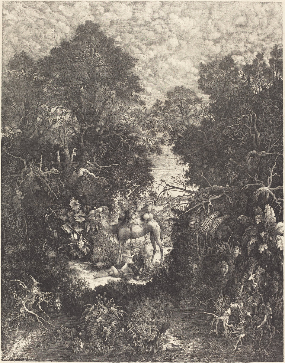 The Good Samaritan by Rodolphe Bresdin (French, 1822 - 1885), 16X12"(A3)Poster Print