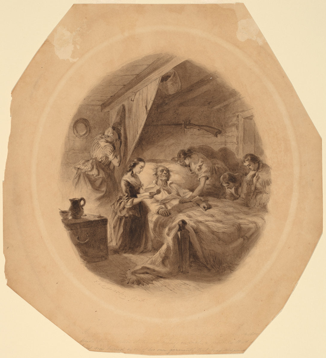 The Squatter's Death by Felix Octavius Carr Darley (American, 1822 - 1888), 16X12"(A3)Poster Print