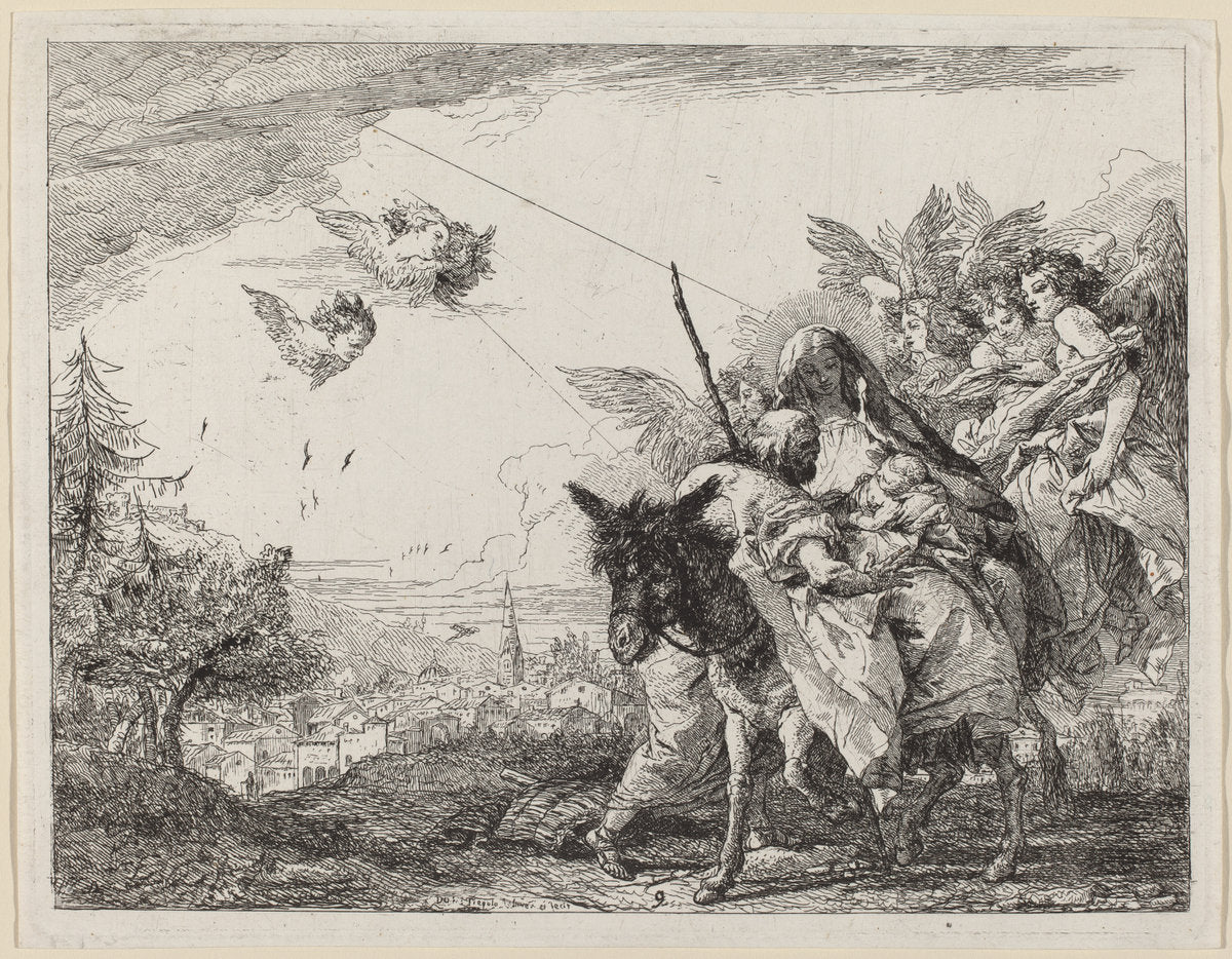 Joseph, Standing, Adores the Child by Giovanni Domenico Tiepolo (Italian, 1727 - 1804), 16X12"(A3)Poster Print