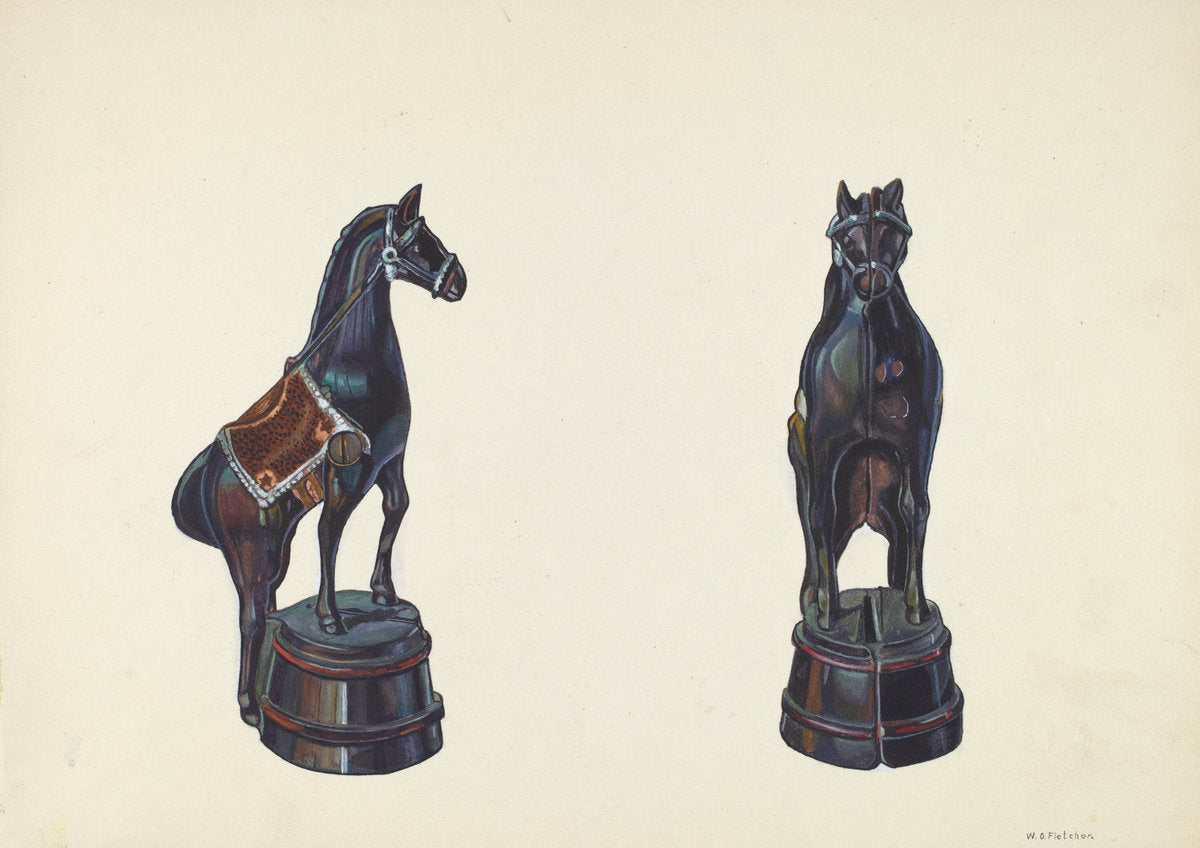 Horse on Barrel Bank by William O. Fletcher (American, active c. 1935), 16X12"(A3)Poster Print