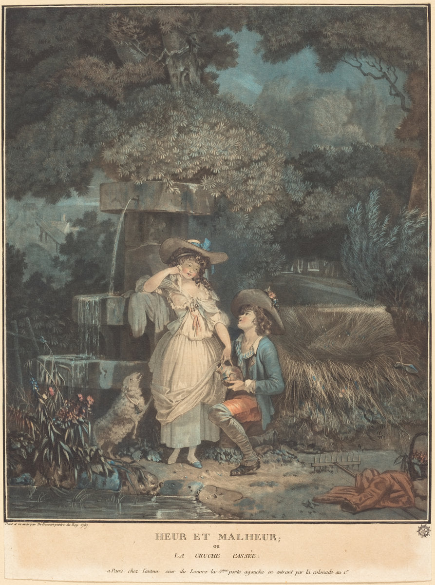 Heur et Malheur, ou la Cruche cassee by Philibert-Louis Debucourt (French, 1755 - 1832), 16X12"(A3)Poster Print