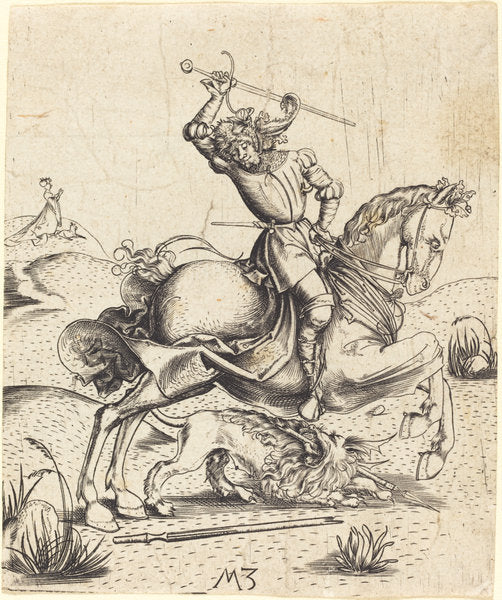 Saint George and the Dragon by Master MZ (German, active c. 1500), 16X12"(A3)Poster Print
