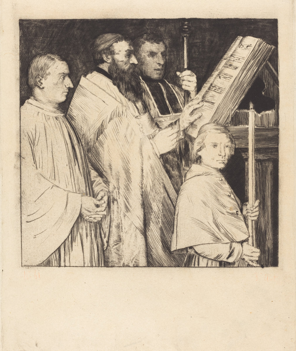 Choristers, 1st plate (Le lutrin) by Alphonse Legros (French, 1837 - 1911), 16X12"(A3)Poster Print