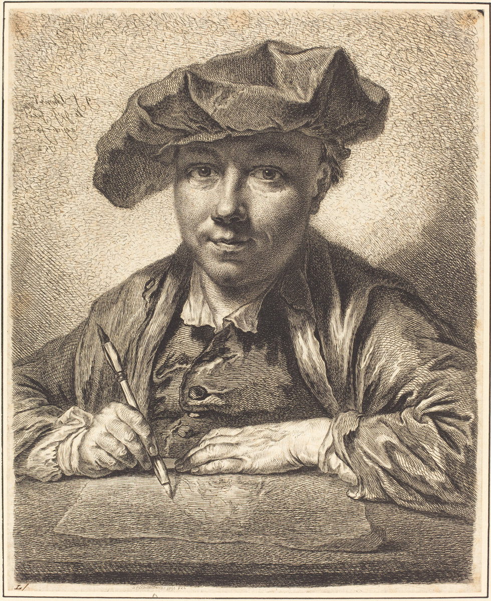 Self-Portrait, Drawing by Georg Friedrich Schmidt (German, 1712 - 1775), 16X12"(A3)Poster Print