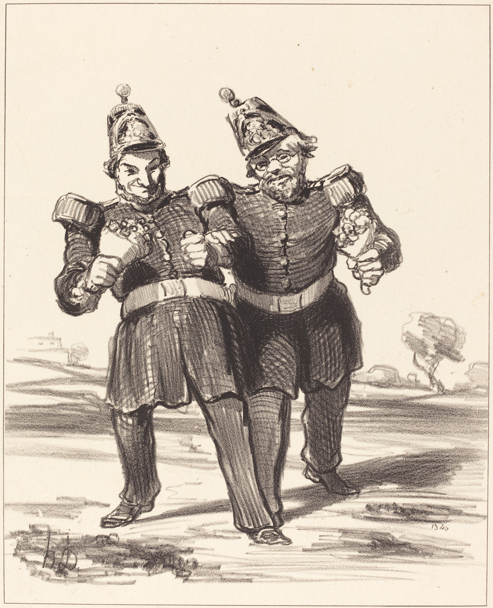 Les Deux banqueteurs en joie by Honoré Daumier (French, 1808 - 1879), 16X12"(A3)Poster Print