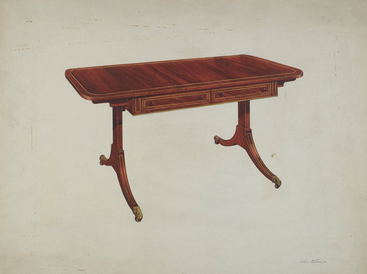 Table by Arthur Mathews (American, active c. 1935), 16X12"(A3)Poster Print
