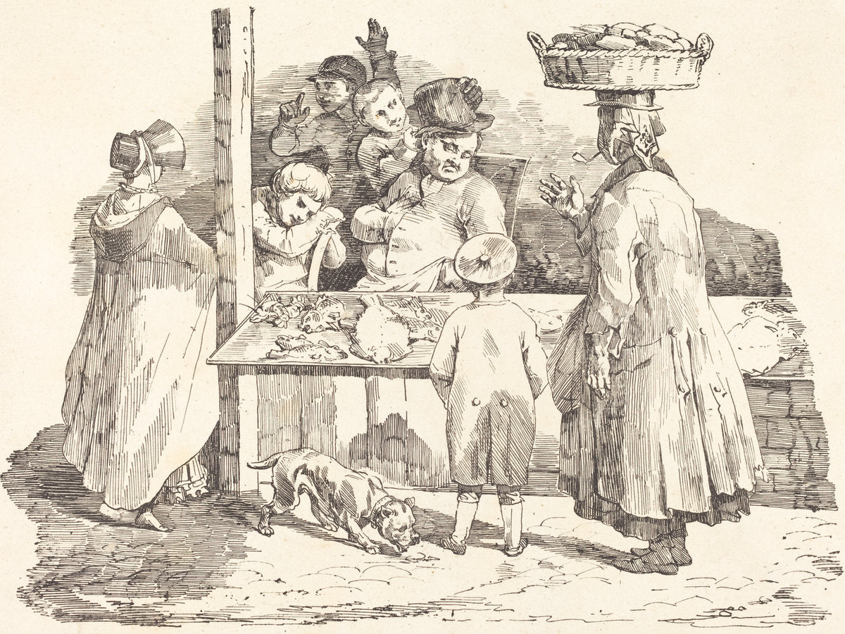 The Dozing Fishmonger (Le marchand de poissons endormie) by Théodore Gericault and Nicolas-Toussaint Charlet (French, 1791 - 1824), 16X12"(A3)Poster Print