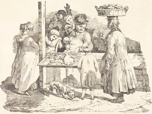 The Dozing Fishmonger (Le marchand de poissons endormie) by Théodore Gericault and Nicolas-Toussaint Charlet (French, 1791 - 1824), 16X12"(A3)Poster Print