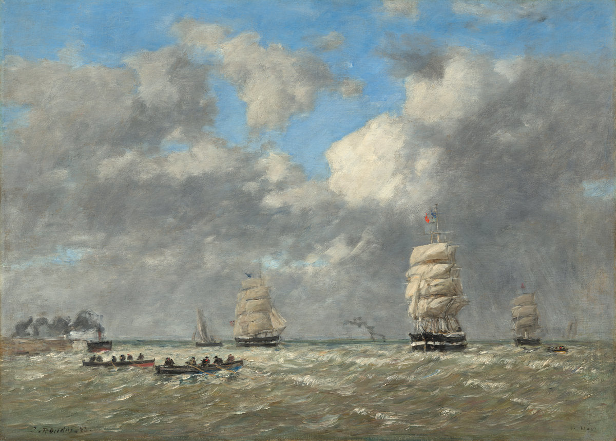 Le Havre by Eugène Boudin (French, 1824 - 1898), 16X12"(A3)Poster Print