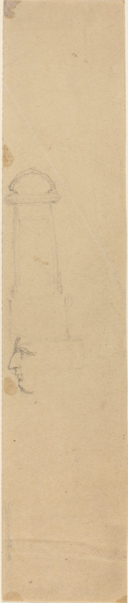 Face in Profile Facing Left and Monument by John Flaxman (British, 1755 - 1826), 16X12"(A3)Poster Print