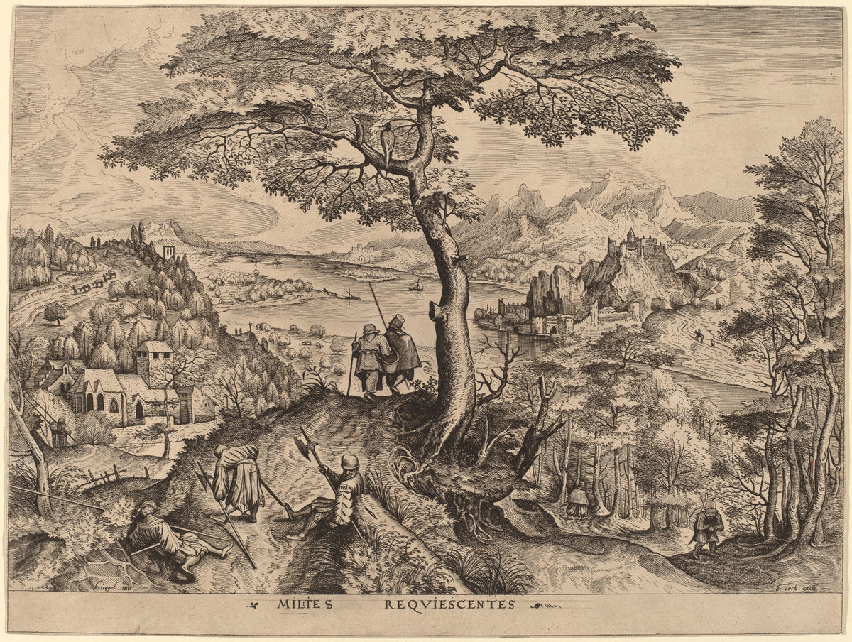 Milites Requiescentes (Soldiers at Rest) by Johannes and Lucas van Doetechum after Pieter Bruegel the Elder (Dutch, died 1605), 16X12"(A3)Poster Print