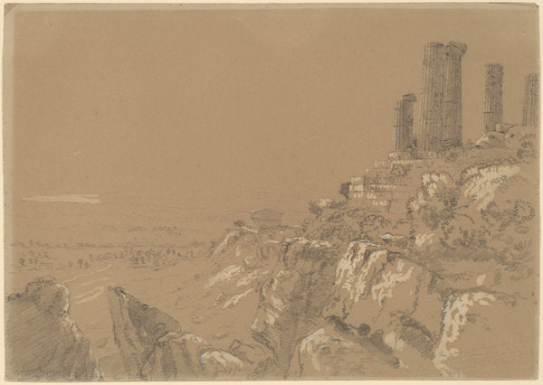 Temples of Juno, Lucina, and Concordia - Agrigentum, Sicily by Thomas Cole (American, 1801 - 1848), 16X12"(A3)Poster Print