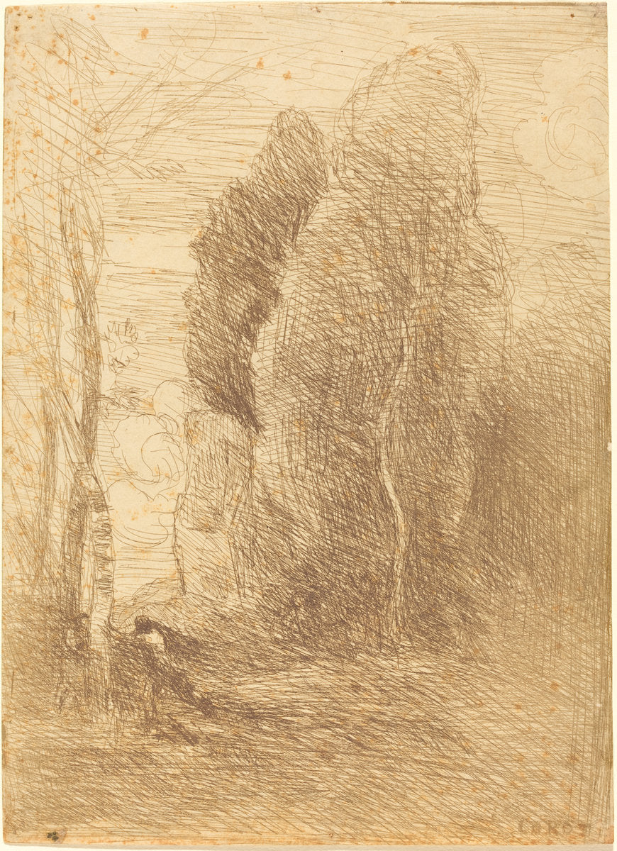 Hide-and-Seek (Cache-cache) by Jean-Baptiste-Camille Corot (French, 1796 - 1875), 16X12"(A3)Poster Print