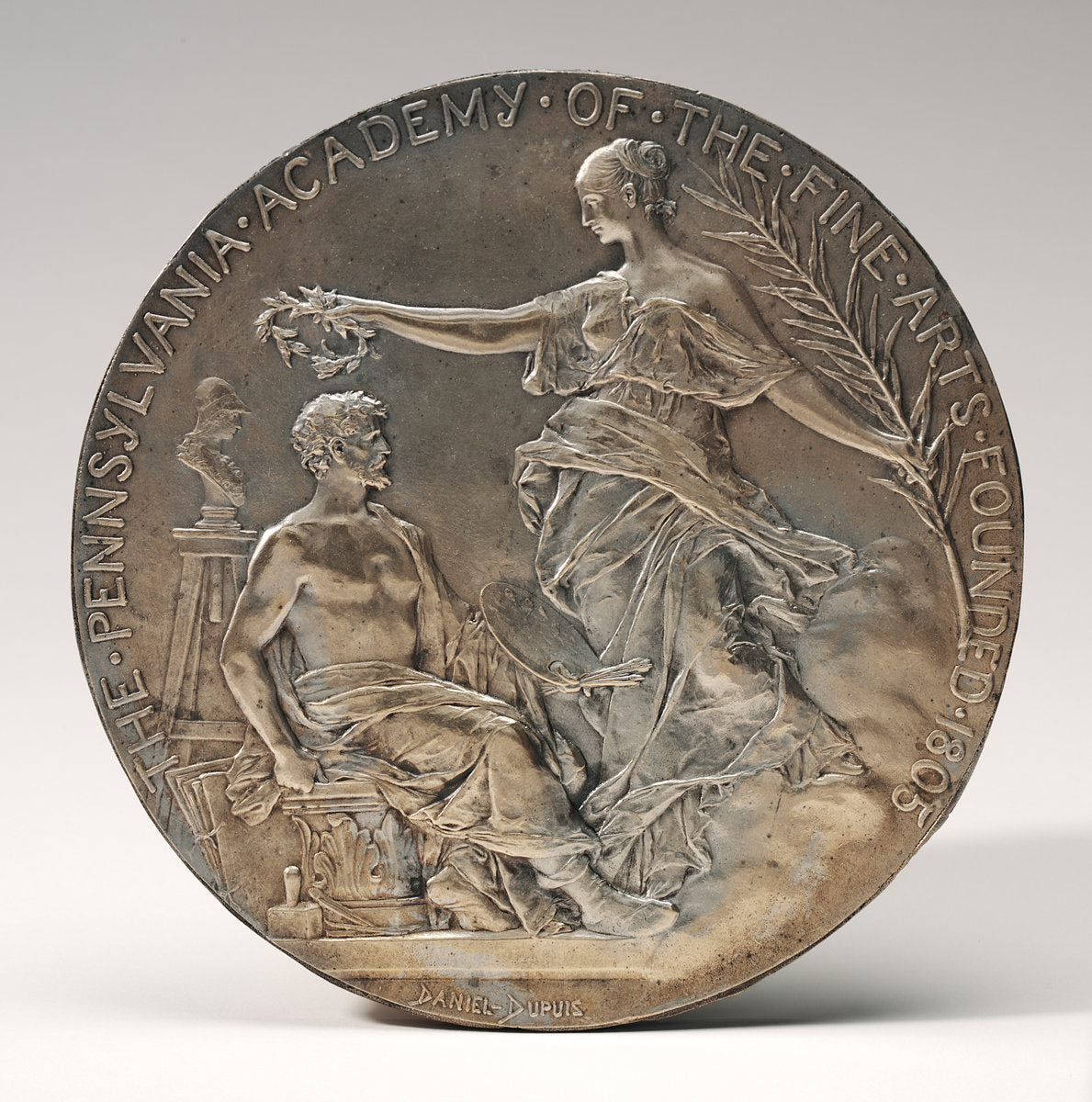 Medallion for the Pennsylvania Academy of the Fine Arts by Jean-Baptiste Daniel-Dupuis (French, 1849 - 1899), 16X12"(A3)Poster Print