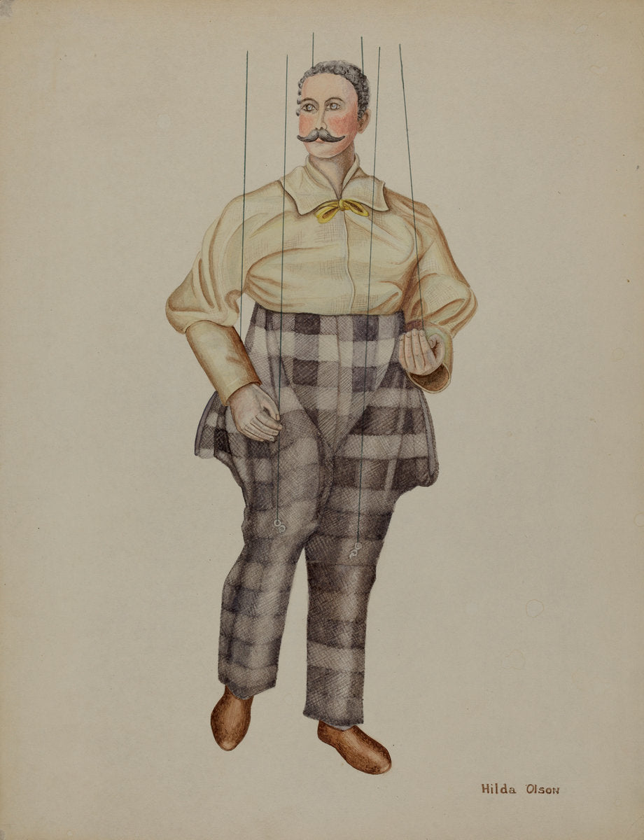 Puppet - "Simon Legree" by Elmer Weise (American, active c. 1935), 16X12"(A3)Poster Print