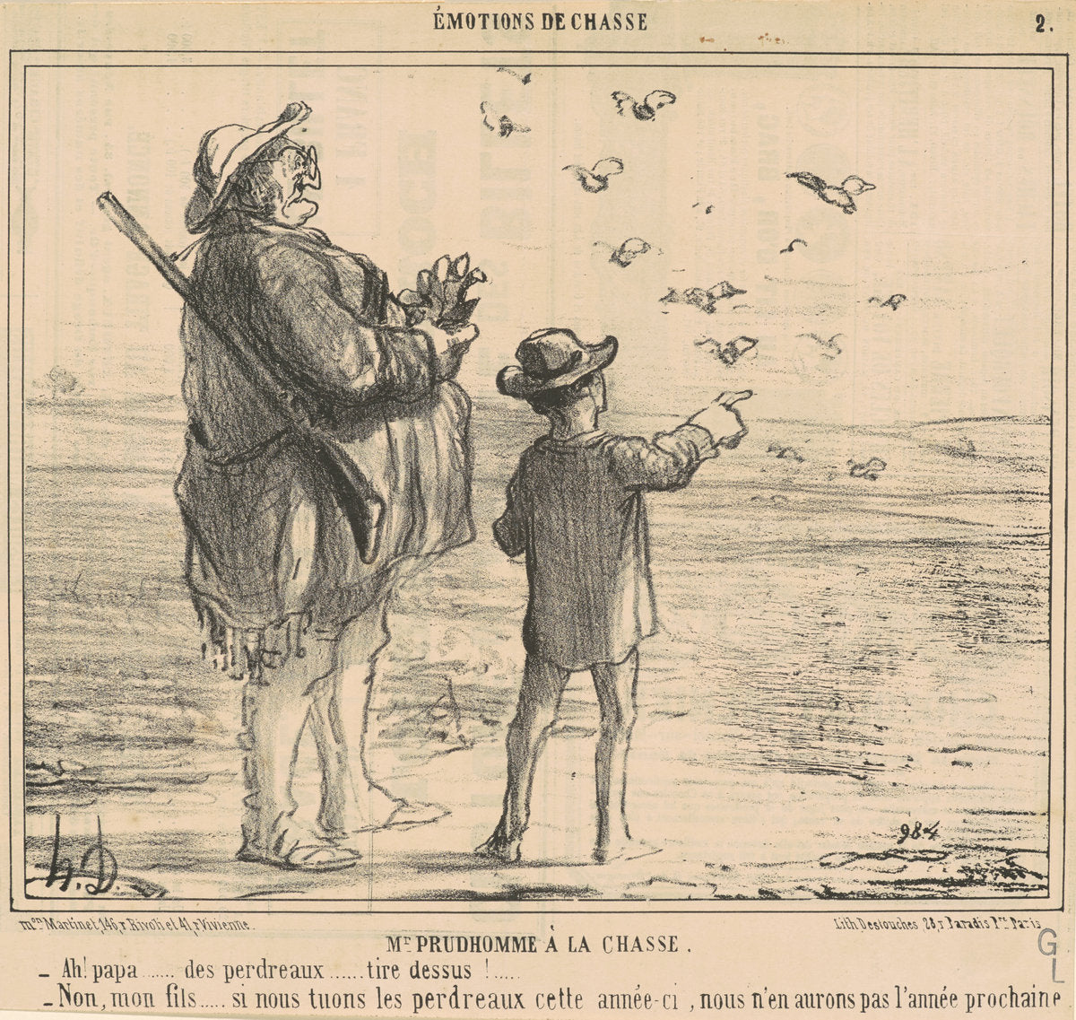Mr 'Prudhomme a la chasse by Honoré Daumier (French, 1808 - 1879), 16X12"(A3)Poster Print