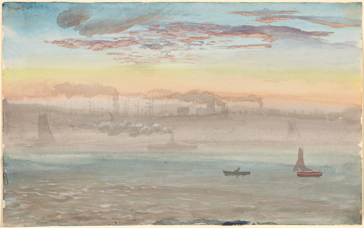 East River, Sunrise by Charles de Wolf Brownell (American, 1822 - 1909), 16X12"(A3)Poster Print