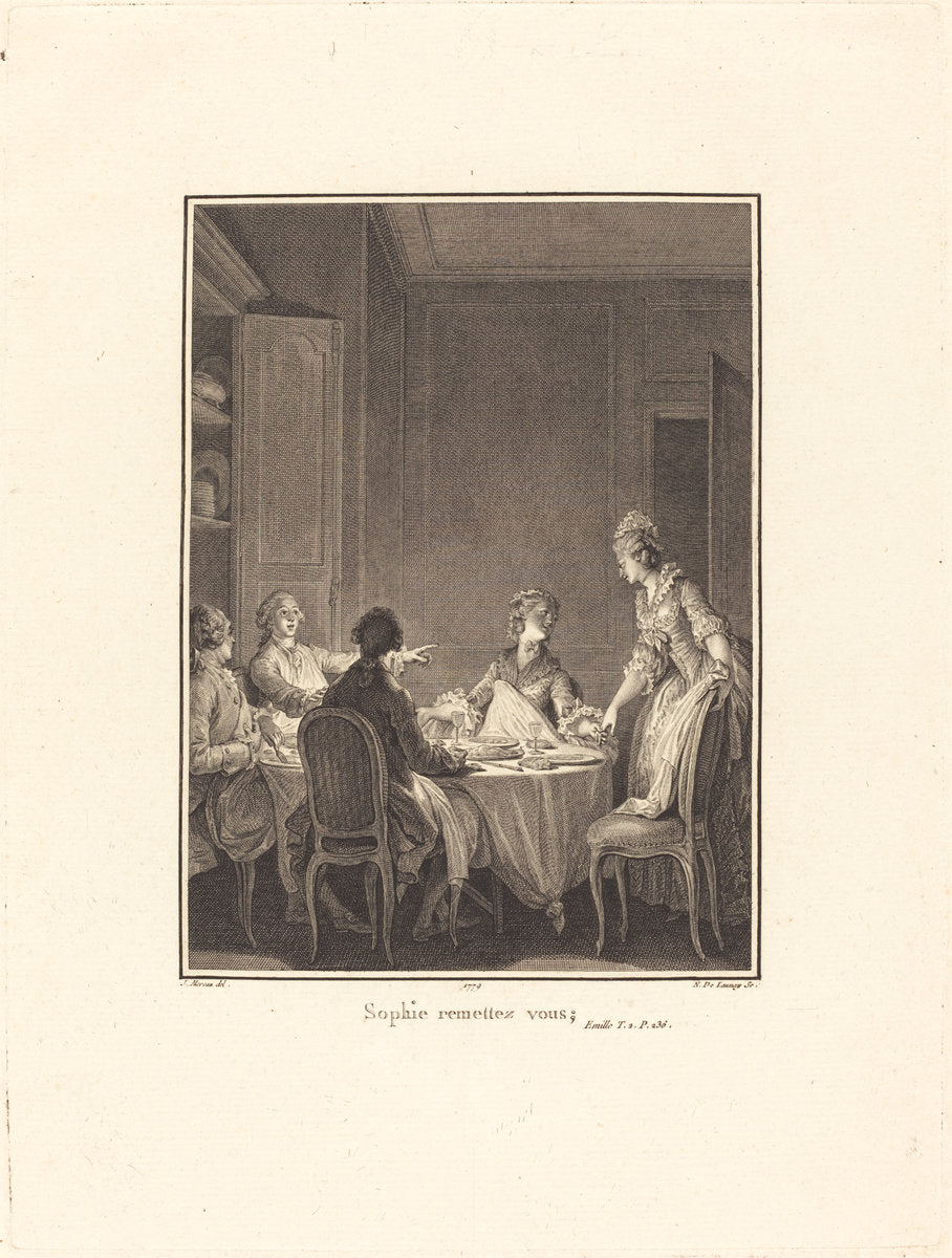 Sophie remettez-vous by Nicolas Delaunay after Jean-Michel Moreau (French, 1739 - 1792), 16X12"(A3)Poster Print