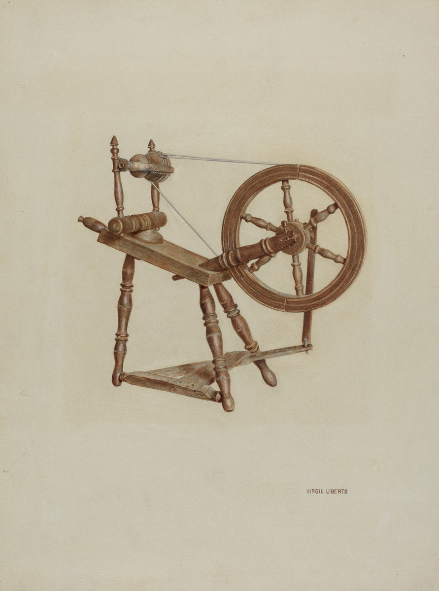 Spinning Wheel by Virgil A. Liberto (American, active c. 1935), 16X12"(A3)Poster Print
