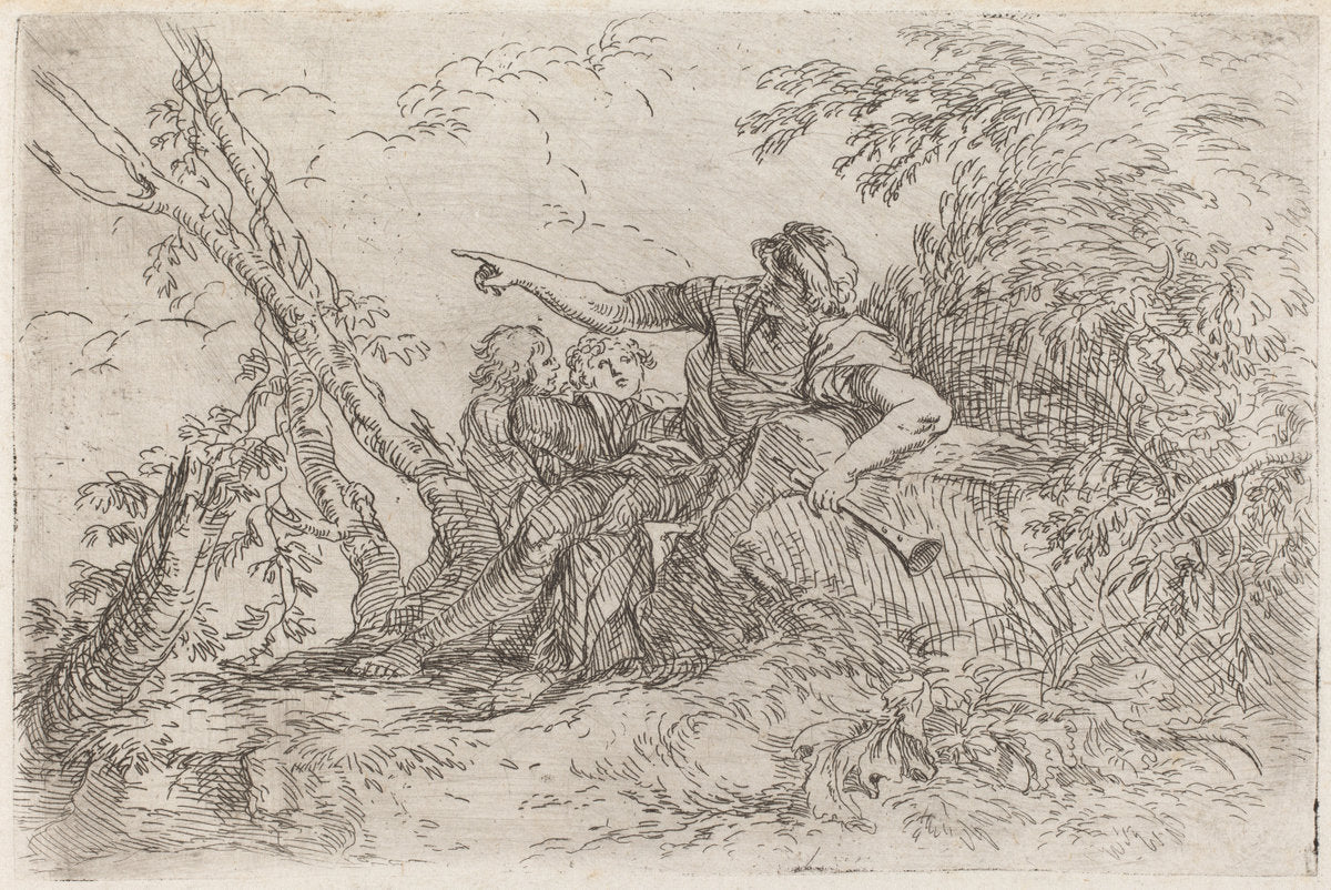 Shepherd in a Landscape by Salvator Rosa (Italian, 1615 - 1673), 16X12"(A3)Poster Print