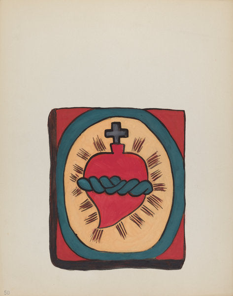 1935/1942 by American 20th Century (Plate 50: Sacred Heart: From Portfolio "Spanish Colonial Designs of New Mexico"), 16X12"(A3)Poster Print