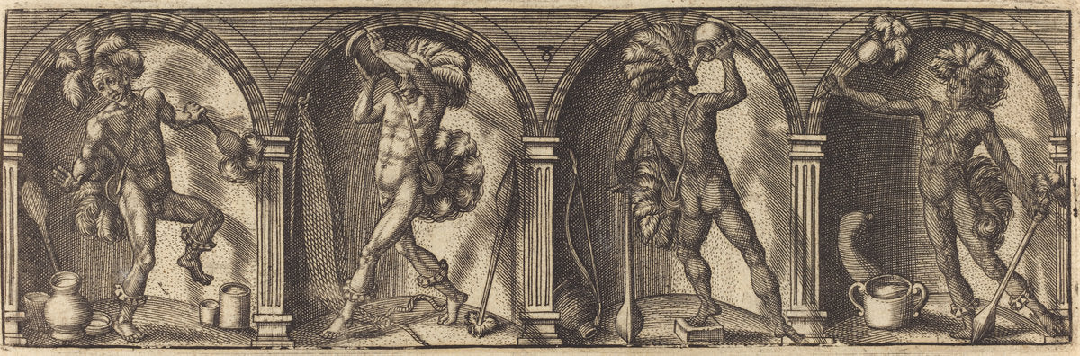 Les divers pourtraicts et figures VIII by Master AD (French, active c. 1600), 16X12"(A3)Poster Print