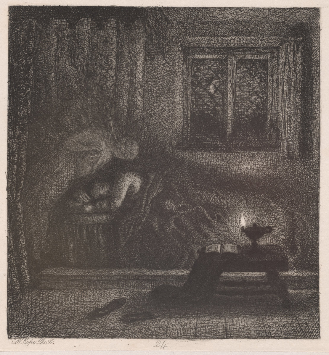 Milton's Dream of his Deceased Wife by Charles West Cope (British, 1811 - 1890), 16X12"(A3)Poster Print