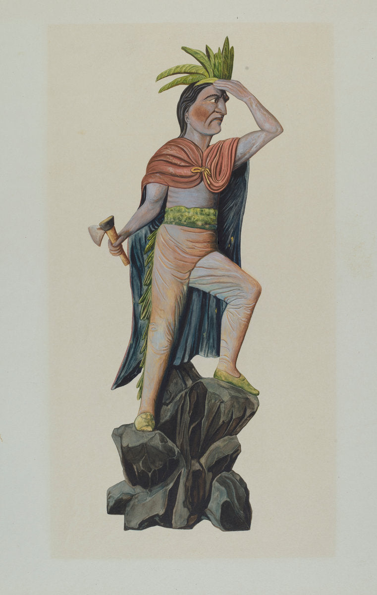 Cigar Store Indian by Einar Heiberg (American, active c. 1935), 16X12"(A3)Poster Print