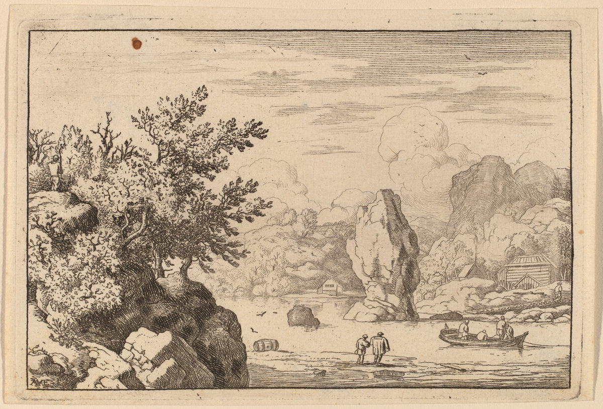 Rock in the Middle of a River by Allart van Everdingen (Dutch, 1621 - 1675), 16X12"(A3)Poster Print