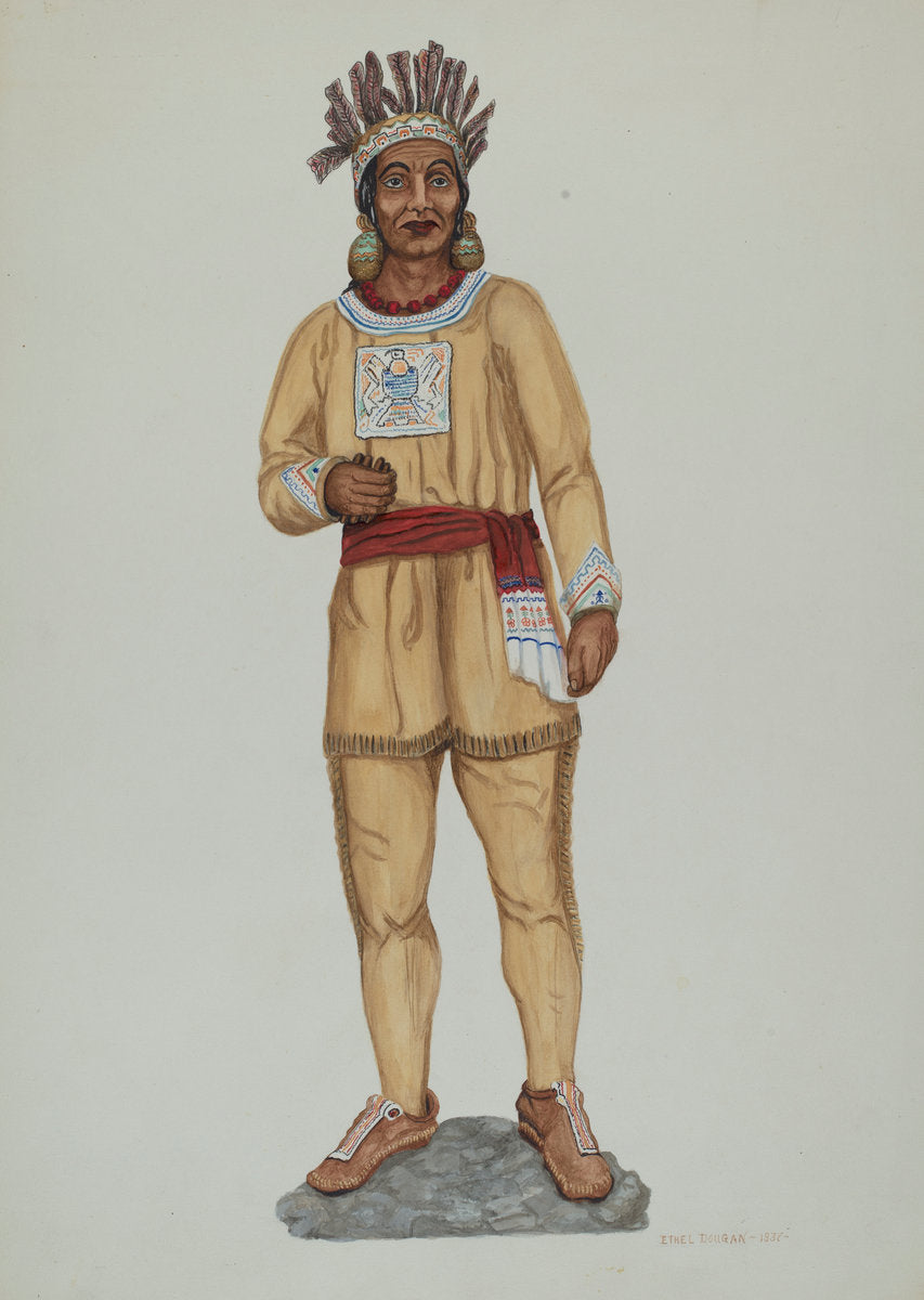 Cigar Store Indian by Ethel Dougan (American, 1898 - 1976), 16X12"(A3)Poster Print
