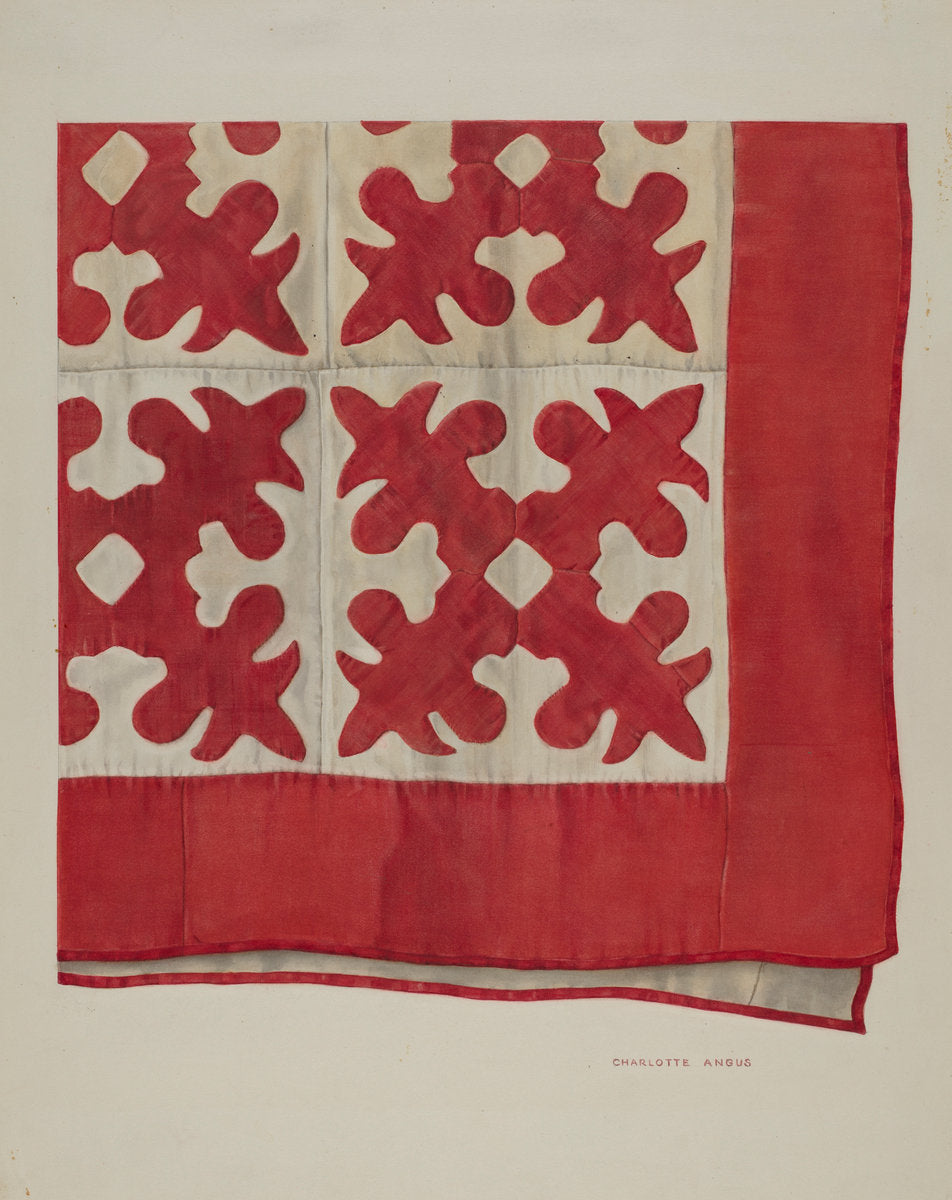 Oak Leaf Pattern Quilt by Charlotte Angus (American, 1911 - 1989), 16X12"(A3)Poster Print