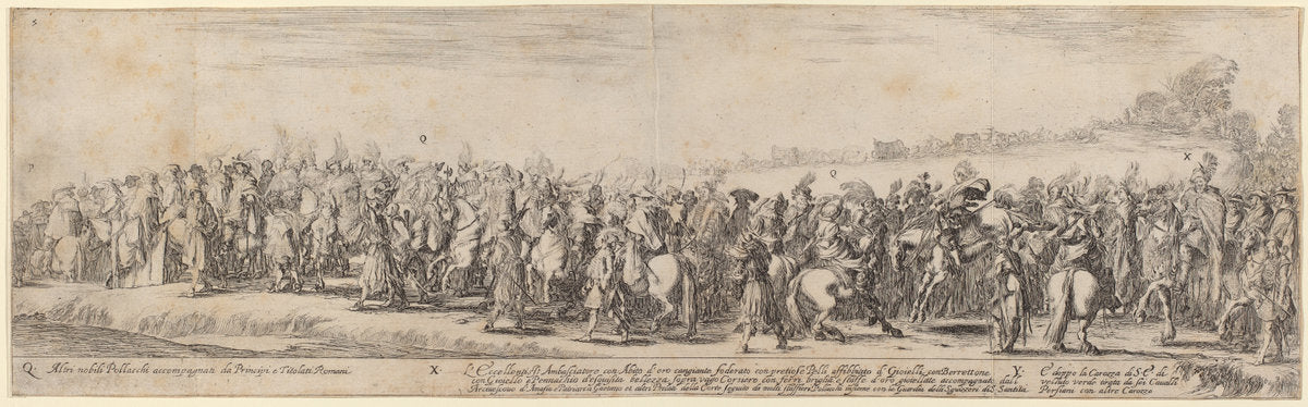 Polish Nobles, His Excellency the Ambassador, and His Carriage by Stefano Della Bella (Italian, 1610 - 1664), 16X12"(A3)Poster Print