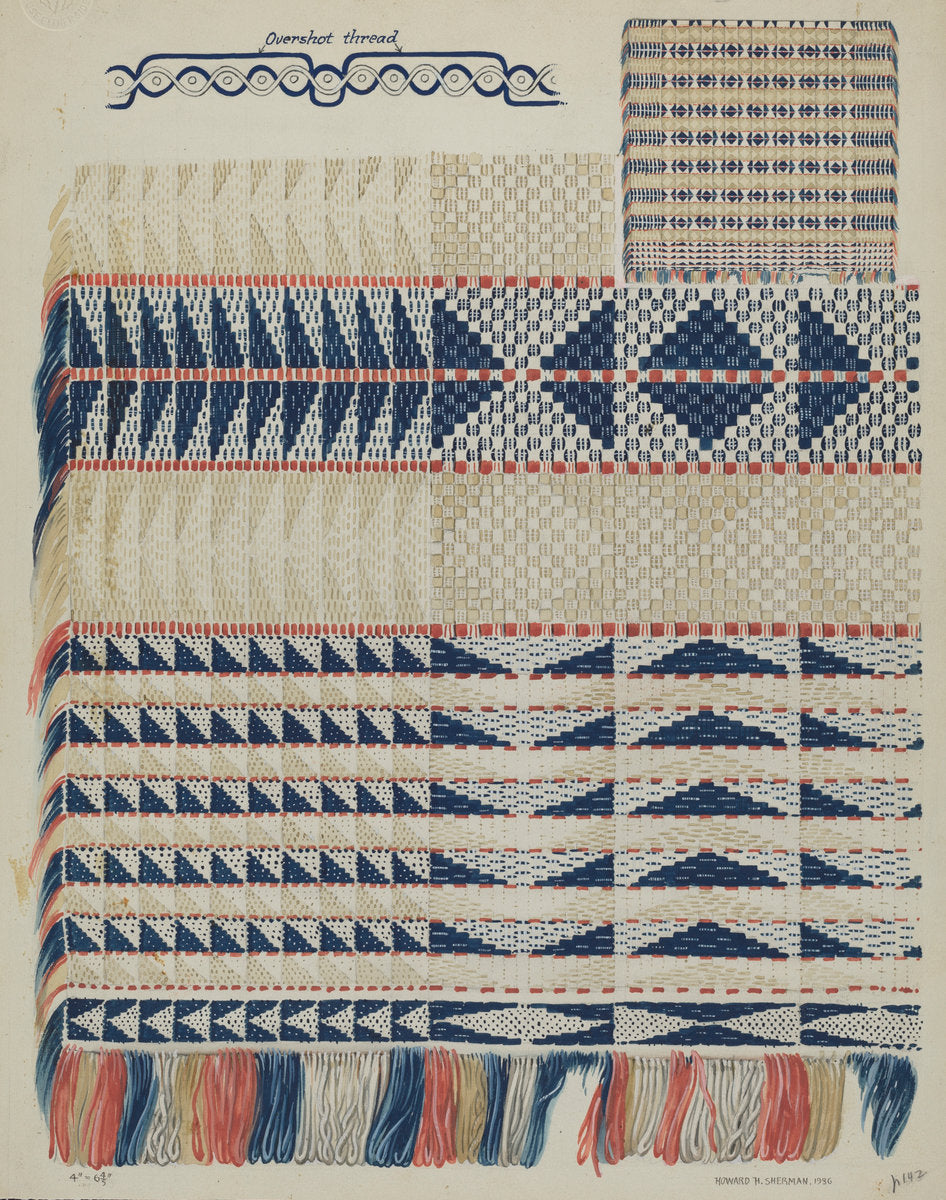 Handwoven Coverlet by Howard H. Sherman (American, active c. 1935), 16X12"(A3)Poster Print