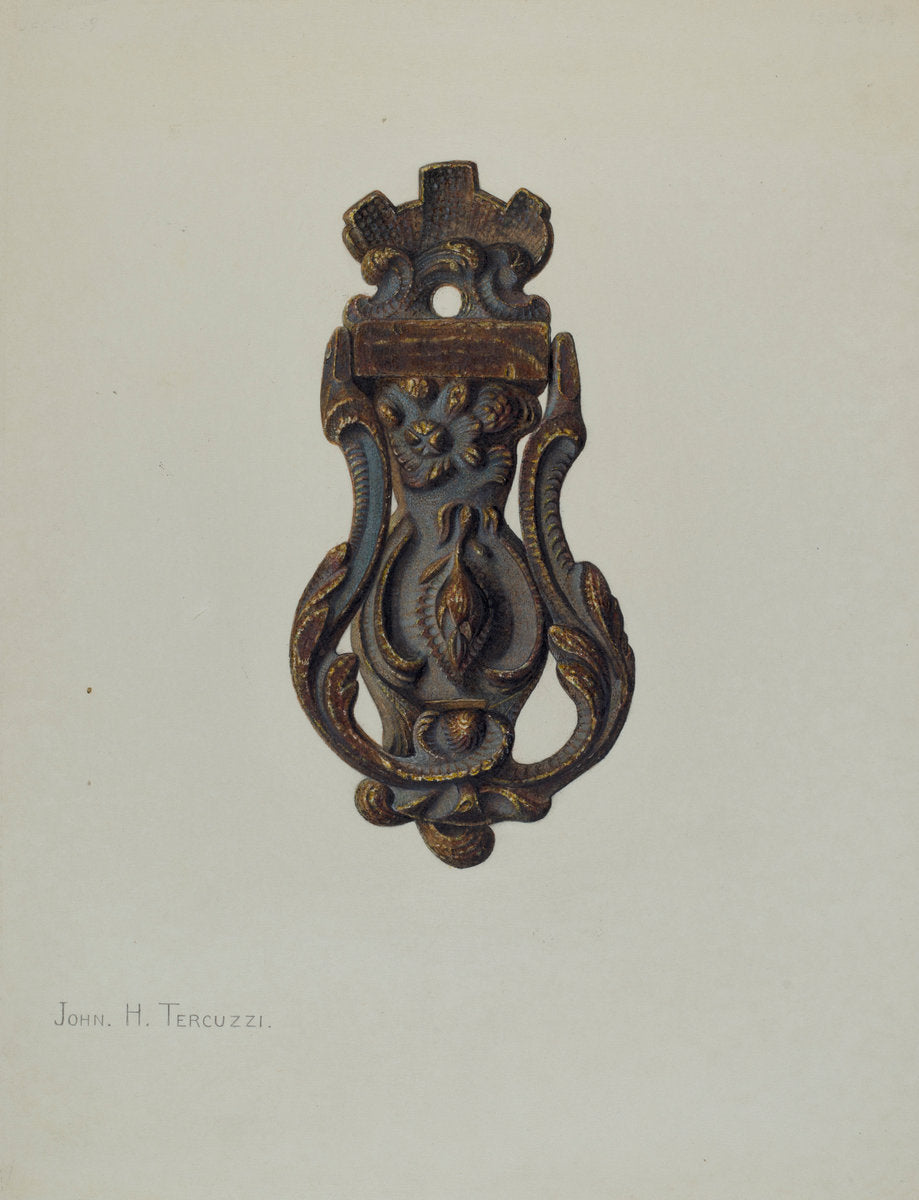Door Knocker by John H. Tercuzzi (American, active c. 1935), 16X12"(A3)Poster Print