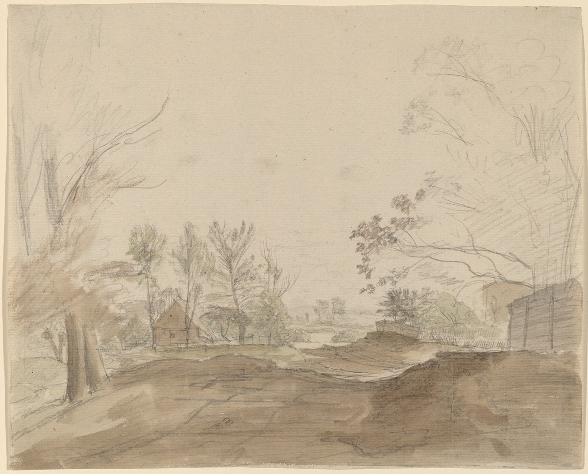 A Road through a Country Village by Christoph Nathe (German, 1753 - 1806), 16X12"(A3)Poster Print