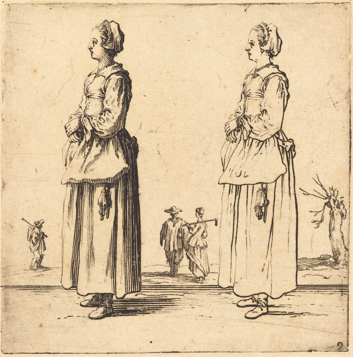 Peasant Woman, in Profile, Facing Left by Jacques Callot (French, 1592 - 1635), 16X12"(A3)Poster Print