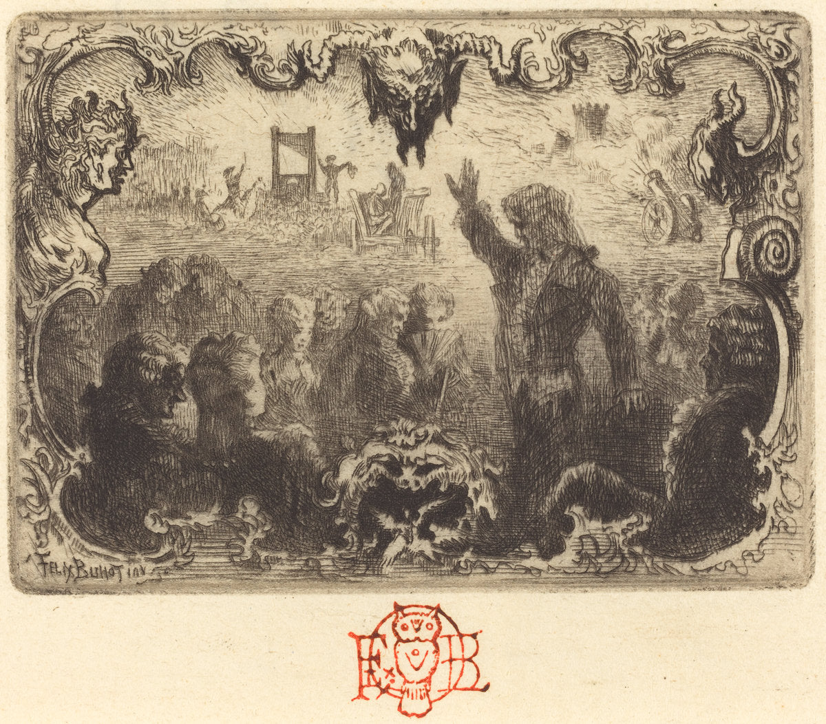 Jacques Cazotte's "Le Diable amoureux" (3rd vignette) by Félix-Hilaire Buhot (French, 1847 - 1898), 16X12"(A3)Poster Print