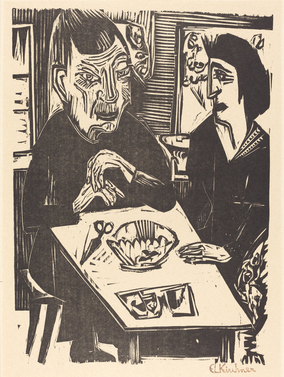 Old and Young Woman (Alte und jungere Frau) by Ernst Ludwig Kirchner (German, 1880 - 1938), 16X12"(A3)Poster Print